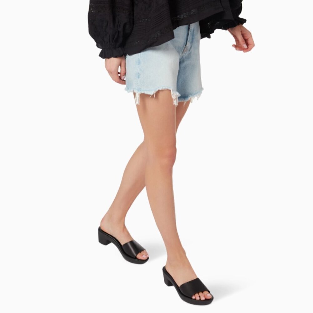 Ancient Greek Sandals Black Leather Slide Mules